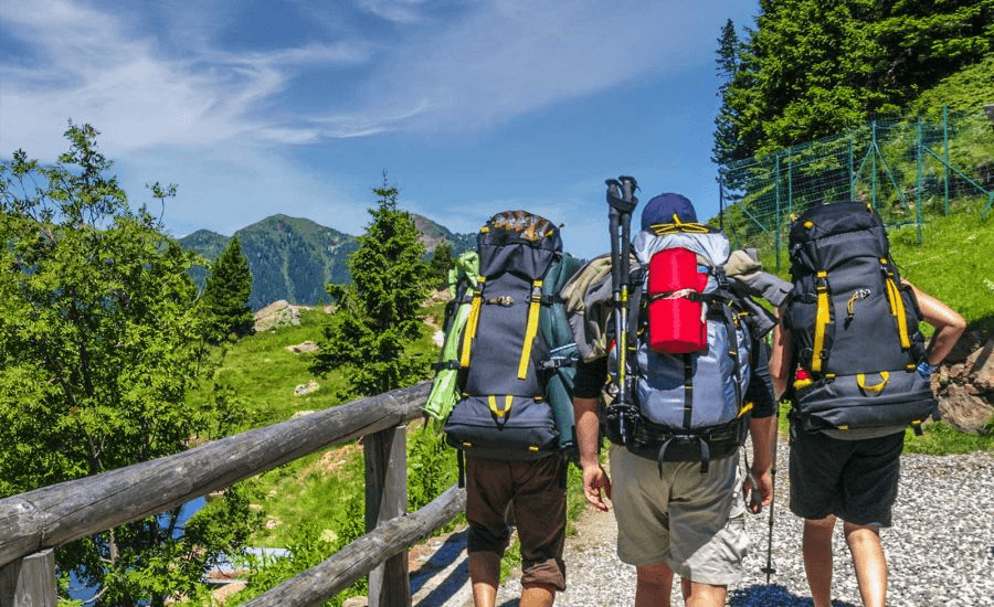 Wandergruppe auf Bergpfad